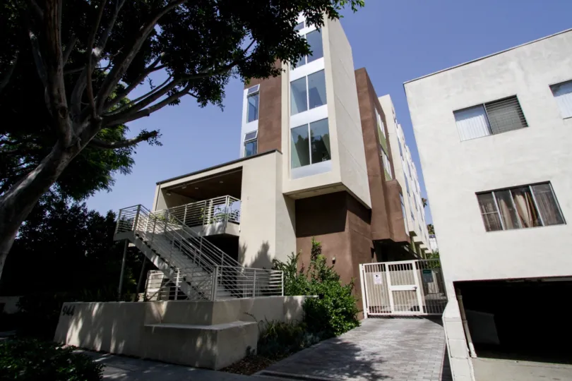 The drive into Stanview Court in West Hollywood