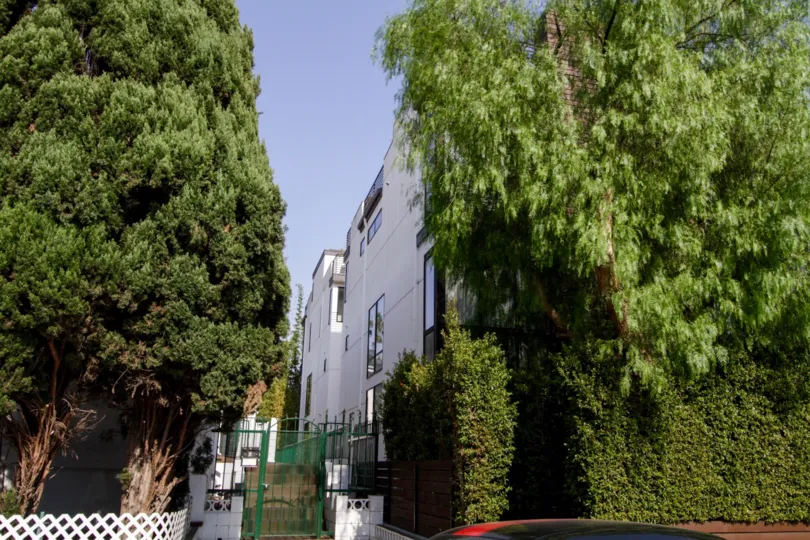 The side entrance into Sunset Vista Lofts in West Hollywood