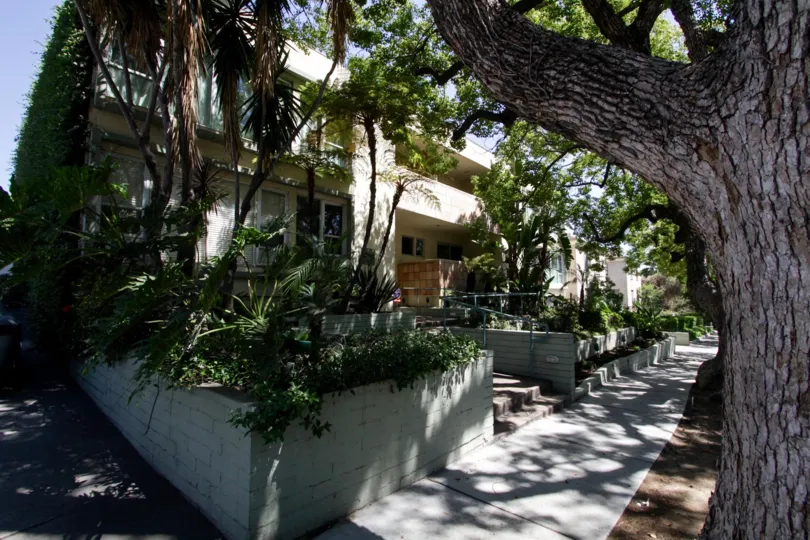 The sidewalk in front of The Belvedere