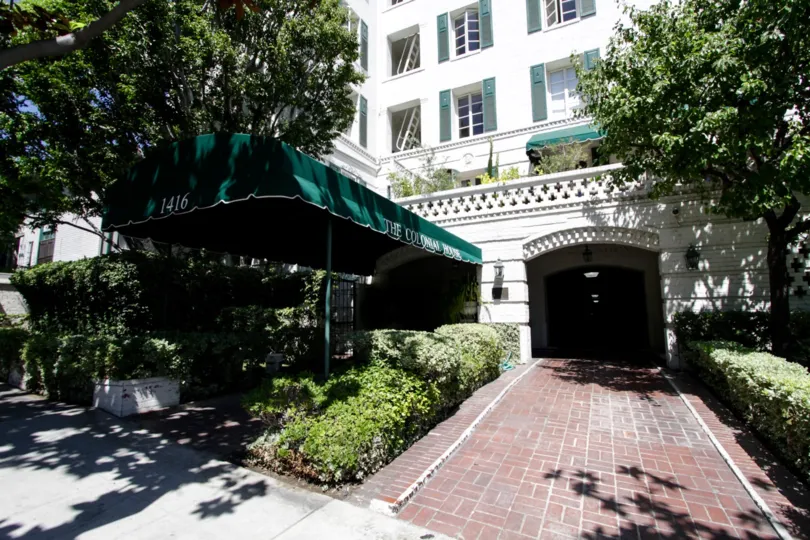 The entryway up to The Colonial  House in West Hollywood