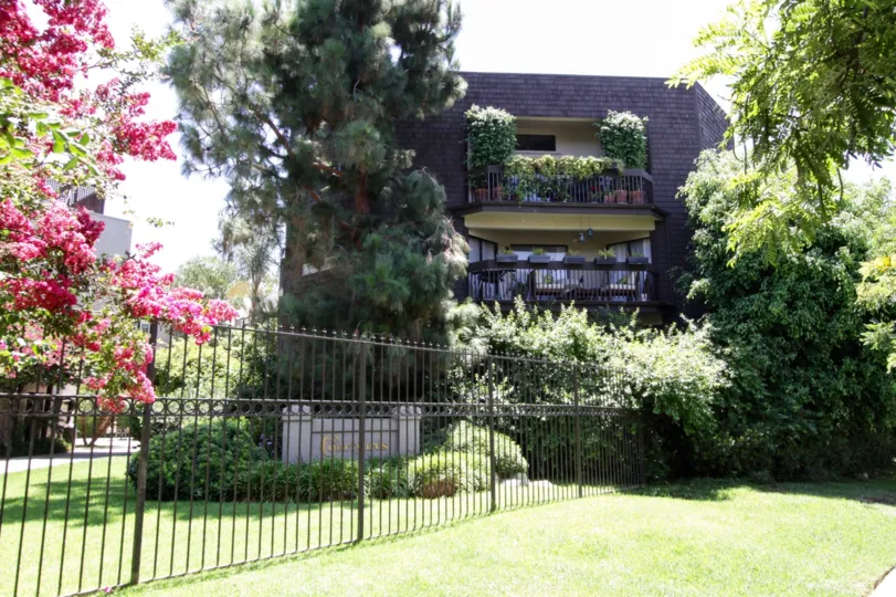 The fence around The Courtyards in West Hollywood
