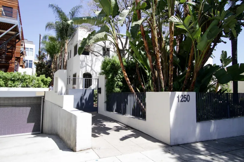 The sidewalk leading into The Harper