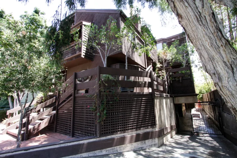 The privacy fence around The Treehouse in West Hollywood