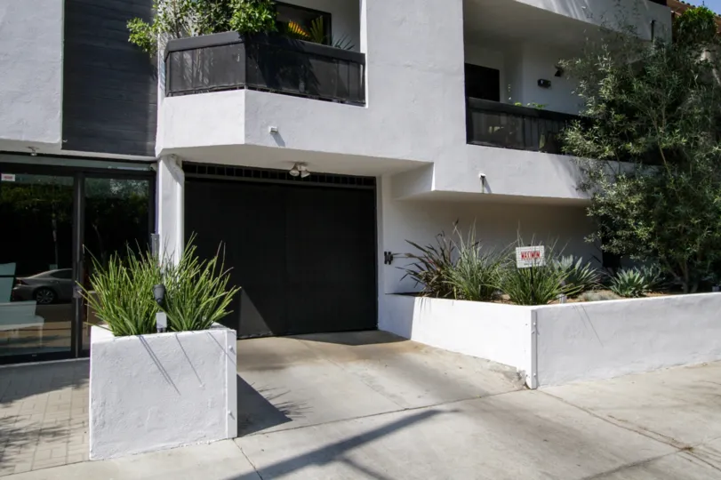 The drive into the parking for Vista Grande Royale in West Hollywood