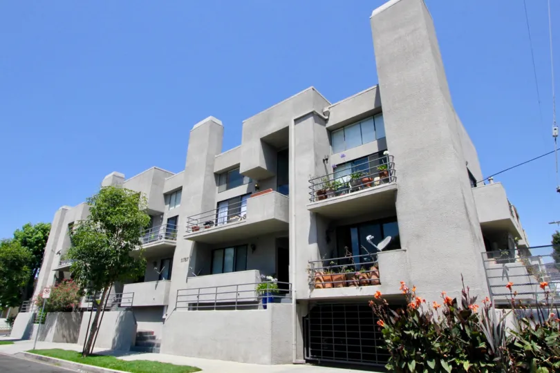 THE BUILDING WITH TWO FLOORS AND A BALCONY AND SOME TREES ALSO NEAR TO THERE AT THE MORNING SUNSHINE TIME