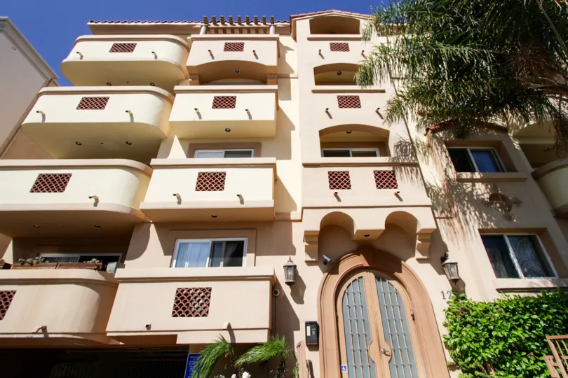 The balconies located on each unit within Armacost Chateau