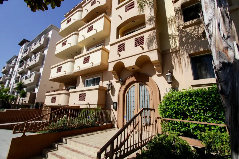 The grand entrance to Armacost Chateau in West LA