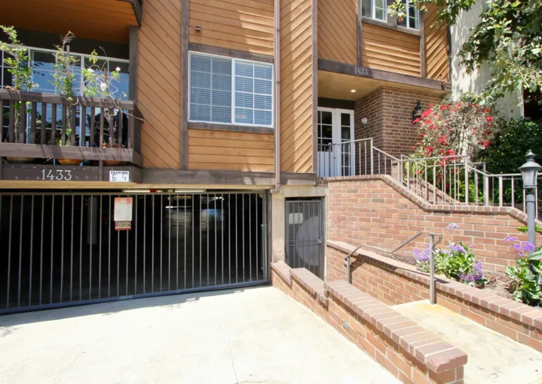 gated entrance gate of 1433 Barry Court Apartment and it's exquisite surroundings, West La, California