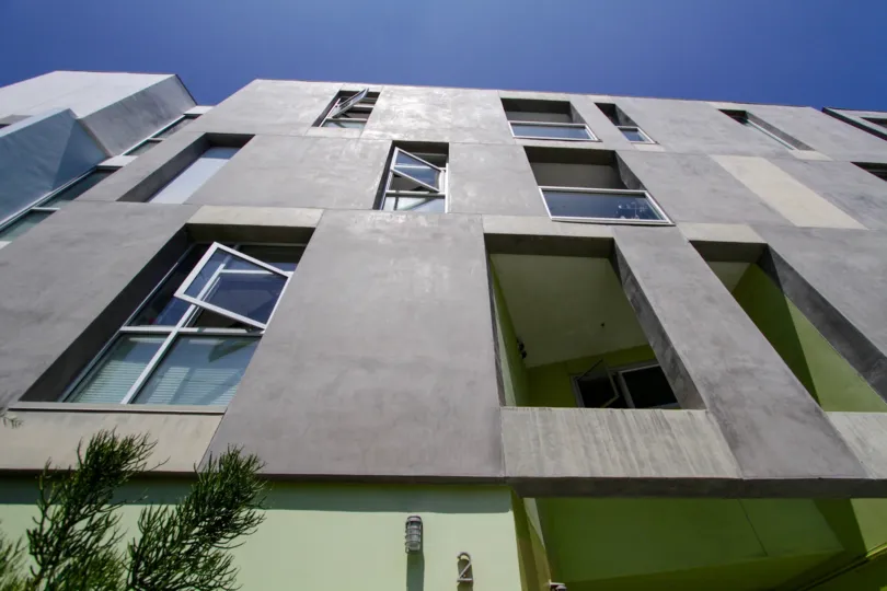 The opened windows on units in The Exposition