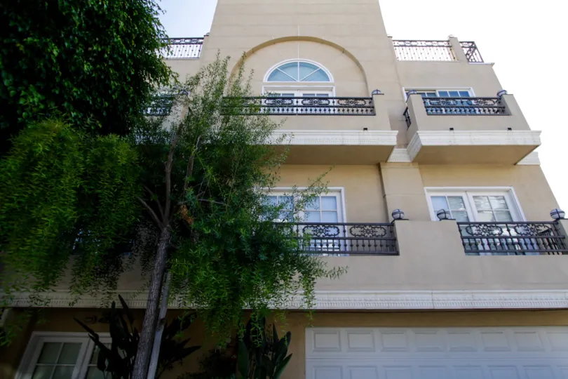 The private balconies on the Granville Townhomes seen in West LA
