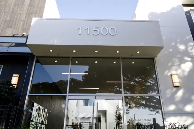 The numbers above the entrance of National Modern Living in West LA