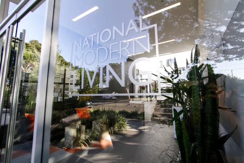 The painted sign of National Modern Living