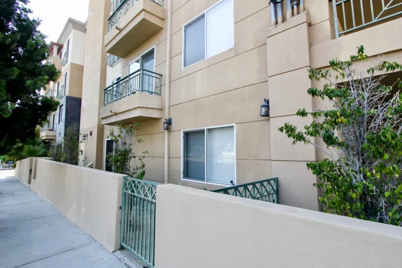Entrance to the palatial Palace Texas apartment building, West La, California