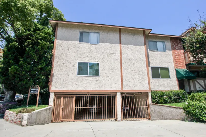 gated parking garage in lower level of apartment building at the Rochester Regency