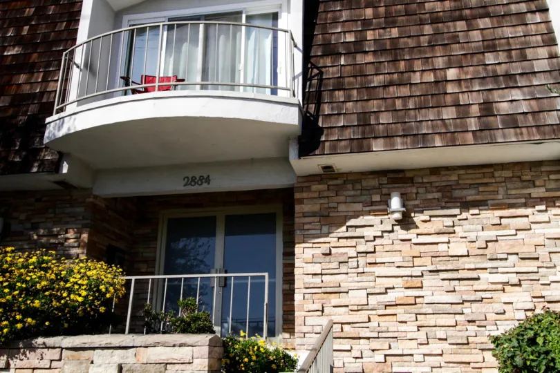 The patio of units of Sawtelle Living located in West LA