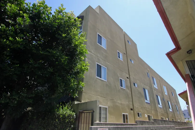 A closer side view of the beautiful apartments of the Pines Community, West La, California