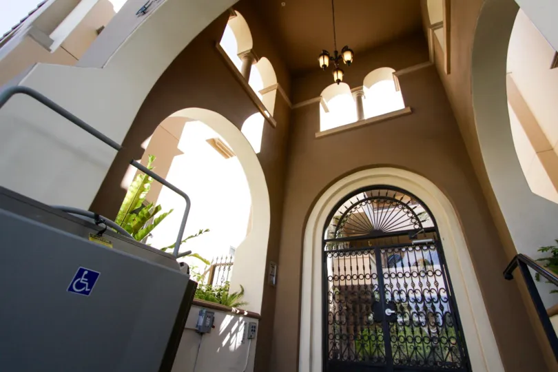 The decorative entryway into the Tuscan Sun of West LA