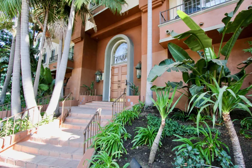 The plants around the entryway into Capri Villas