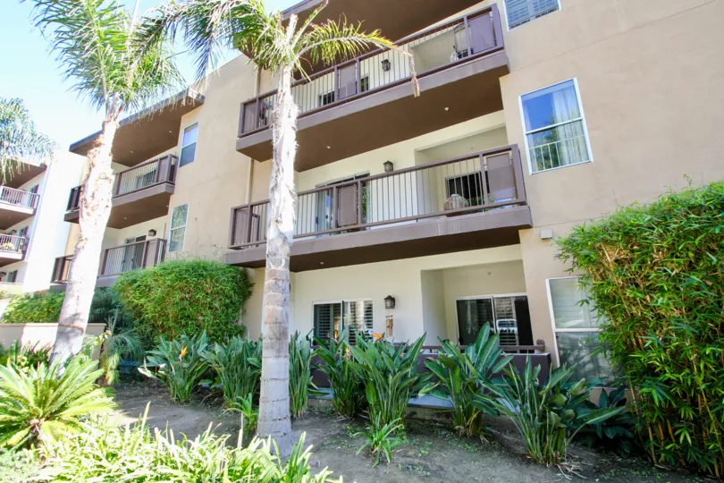 The doors on the balconies seen at Tremont Condominiums in Westchester, California