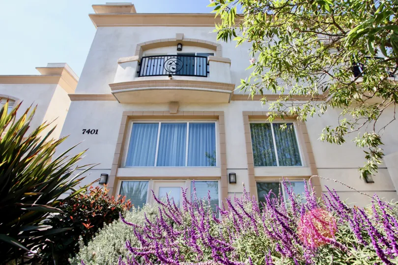 The balconies seen at Villa Alegra in Westchester, California