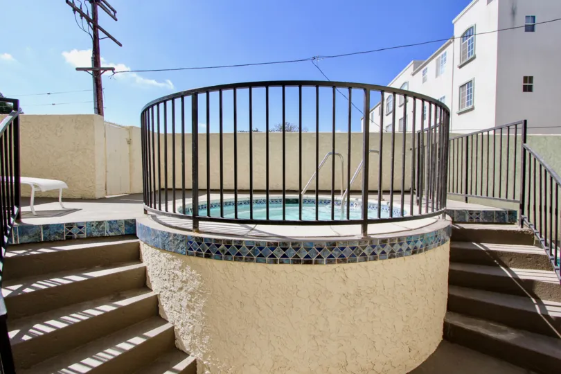 The hot tub seen at Westchester House in Westchester, California
