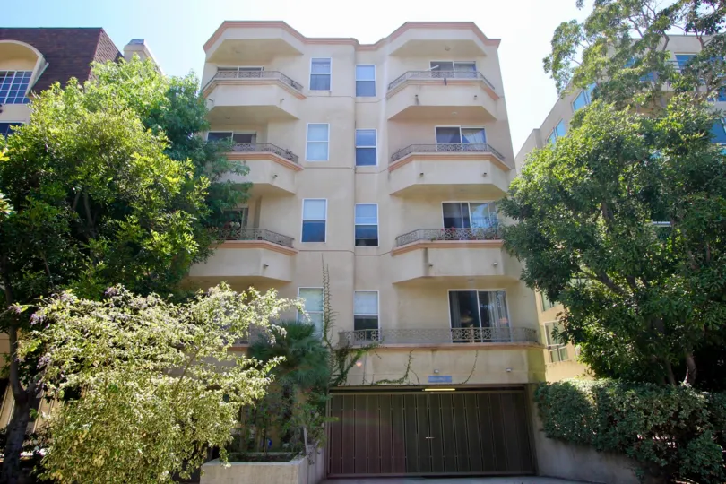 Westwood, California apartment building with balconies.