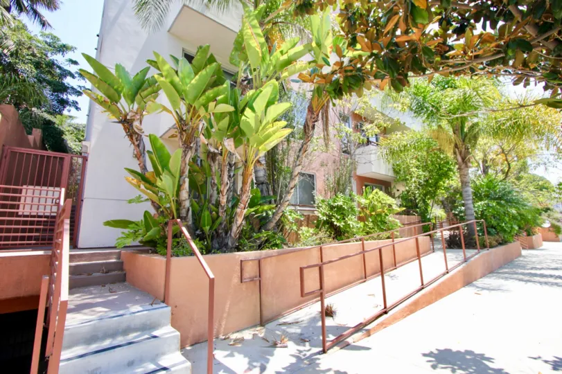 A beautiful entrance of the house in 2010 Beverly Glen. The entrance itself full of plants and trees