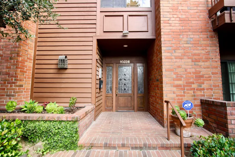 A view of the Almayo Chateau front entrance, with lovely brick work.