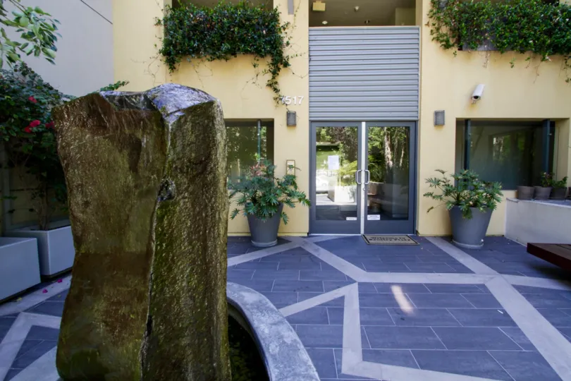 The entryway into Bentley Place in Westwood