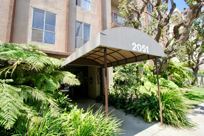 Super green entrance to 2051 Bentley West, Westwood, California