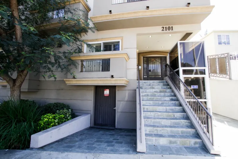 The stairs up to Beverly Elegance in Westwood