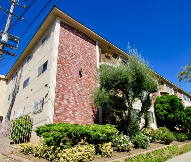 In front of colonial house lot of flower and plant is located that gives building more beautiful