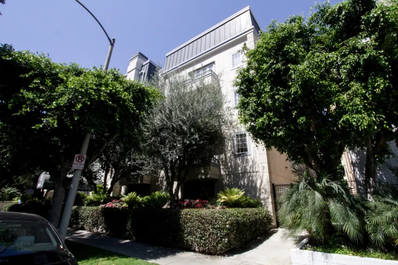 The sidewalk up to Le Chateau of Westwood