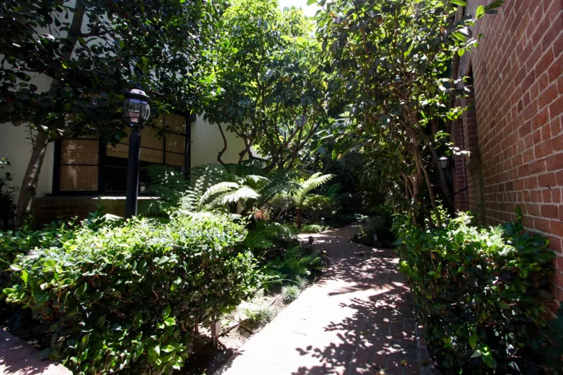 The sidewalk in Lindbrook Village