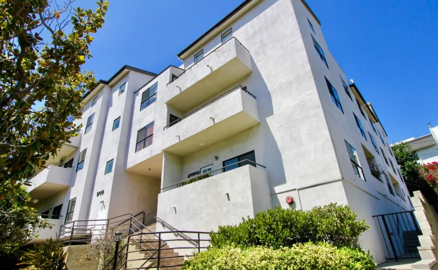 The Malcolm Estates with stairs on a sunny day and clear skies
