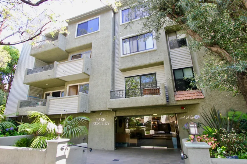 A nice modern apartment structure in the sunny city of Westwood, California