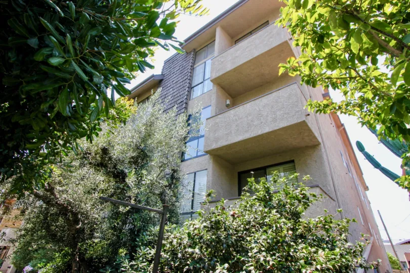 neatly green courtyard of Park Century West, Westwood, California