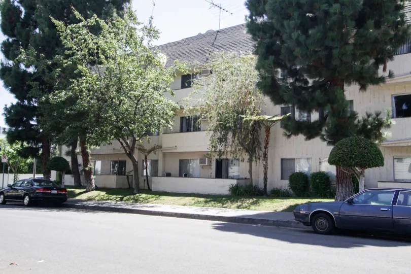 The sidewalk in front of the Prosser Terrace in Westwood