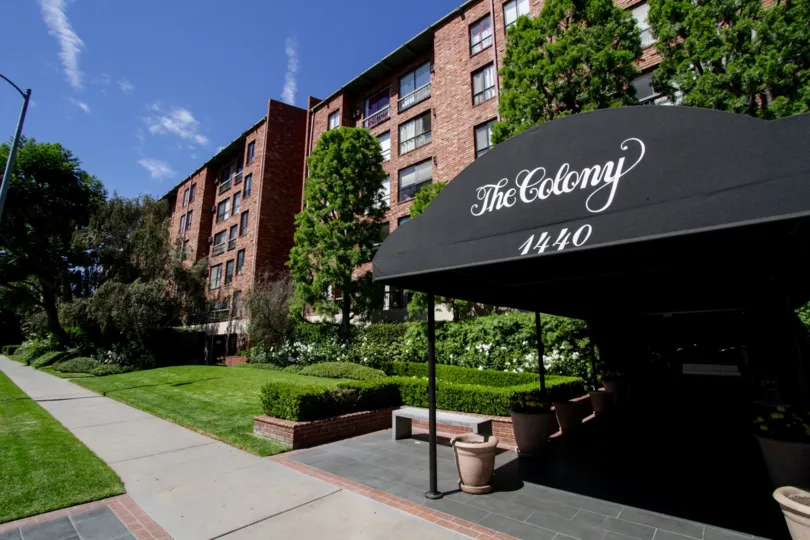 The sidewalk in front of The Colony at Westwood