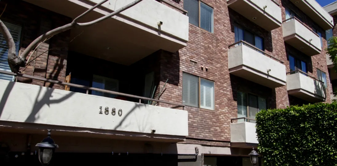 The address on the building at Westwood Ambassador