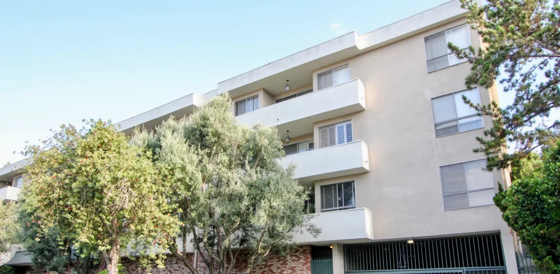 the view of an old lovely westwood california buidling