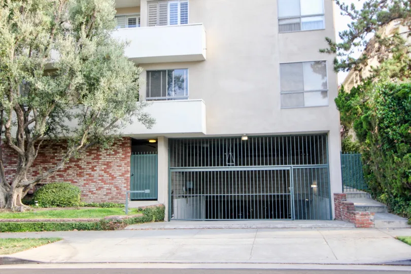 very close shot of the entrance to Westwood House and her surroundings, Westwood, california