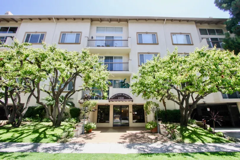 Stately building of Westwood Marquis and her classy greenery, Westwood, California