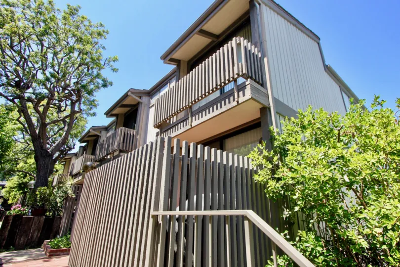 close view of the wooden details of Woodvale Village, westwood, California