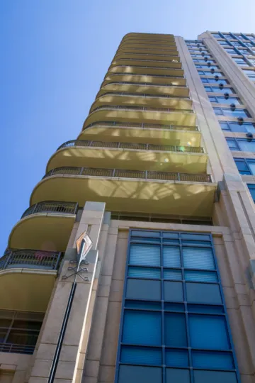The balconies seen at the Wilshire Lencrest in Westwood