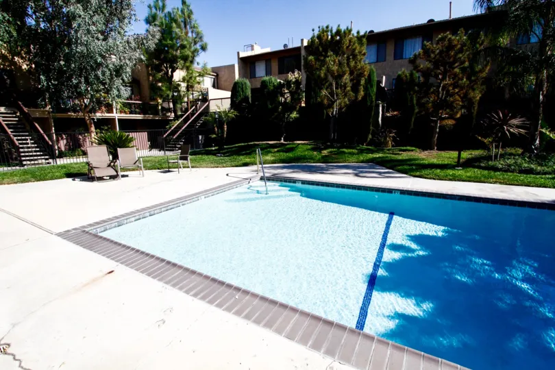 The pool for residents at Royal Topanga Townhomes
