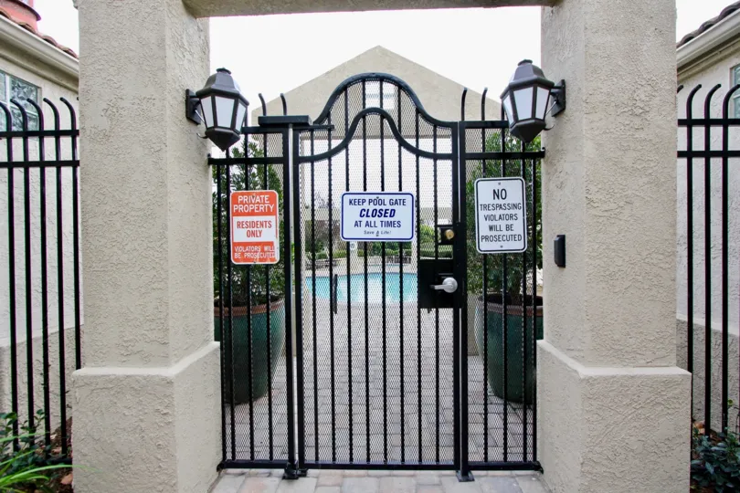 Gate is closed for the way of Swimming pool in California Renaissance