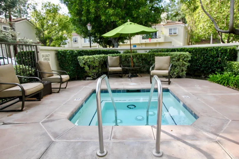 Roomy Montelena hot tub with ample surrounding seating, located in Aliso Viejo, California