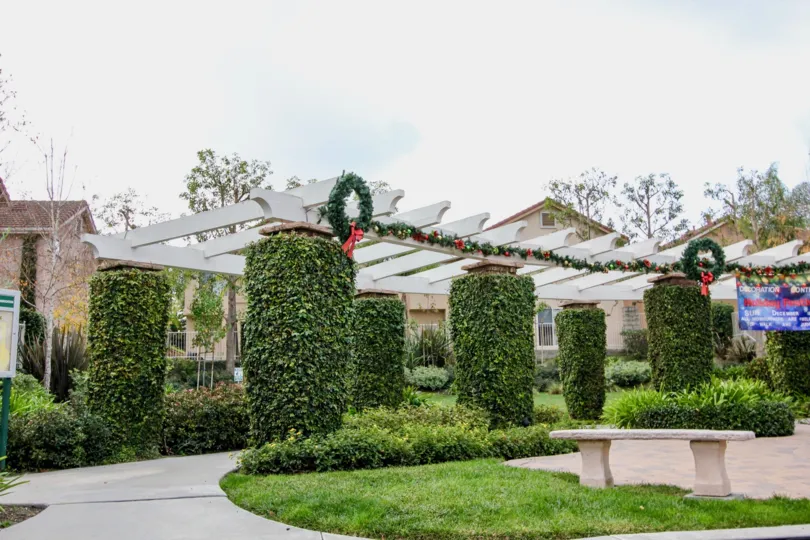 A cloudy day in the Tiburon with a verity roof and plants.