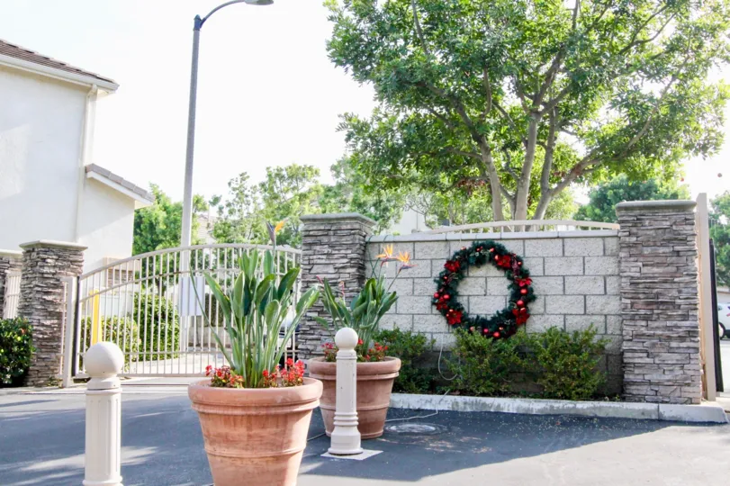 Gate view with trees of Victoria community, Aliso Viejo, CA